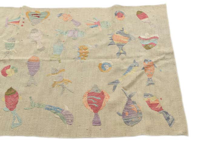3' 2 x 4' 8 Hand Woven Kilim Suzani Wool Rug