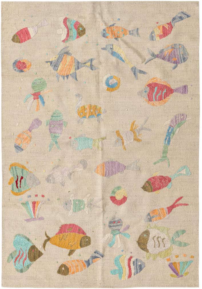 3' 2 x 4' 8 Hand Woven Kilim Suzani Wool Rug