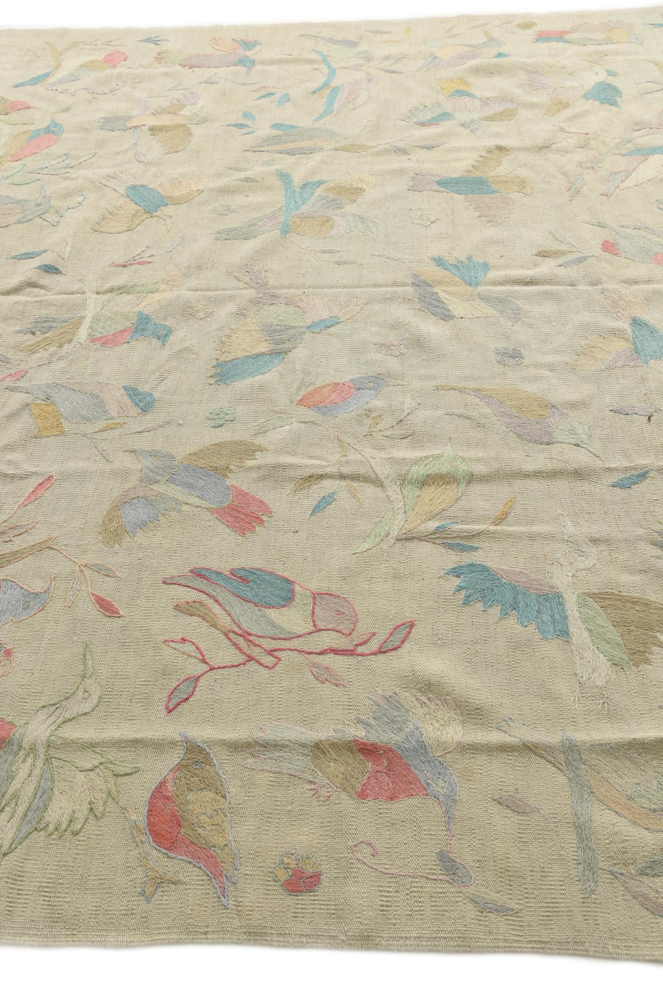 8' 4 x 9' 9 Hand Woven Kilim Suzani Wool Rug
