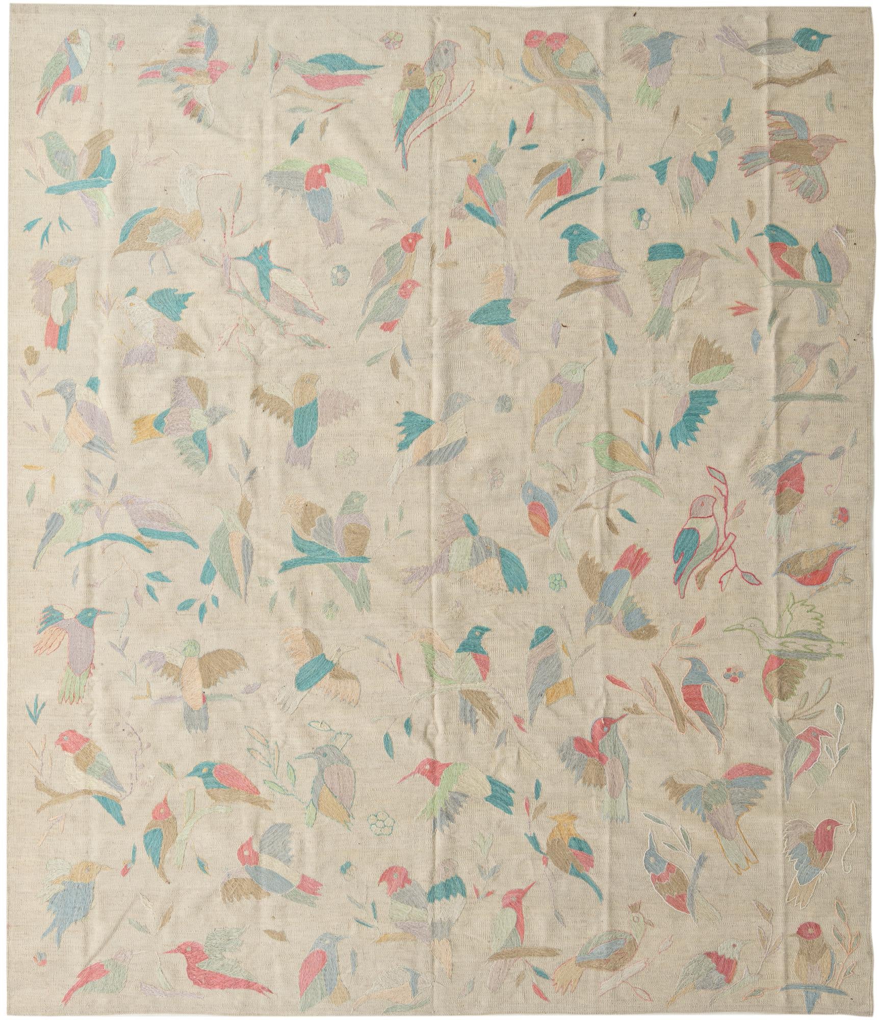 8' 4 x 9' 9 Hand Woven Kilim Suzani Wool Rug