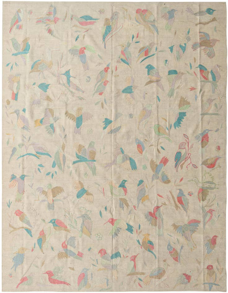 Detail image of 8' 4 x 9' 9 Hand Woven Kilim Suzani Wool Rug