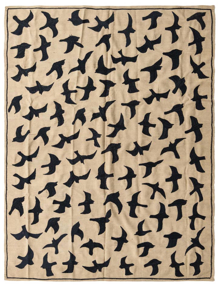Detail image of 6' 10 x 9' 5 Hand Woven Kilim Suzani Wool Rug