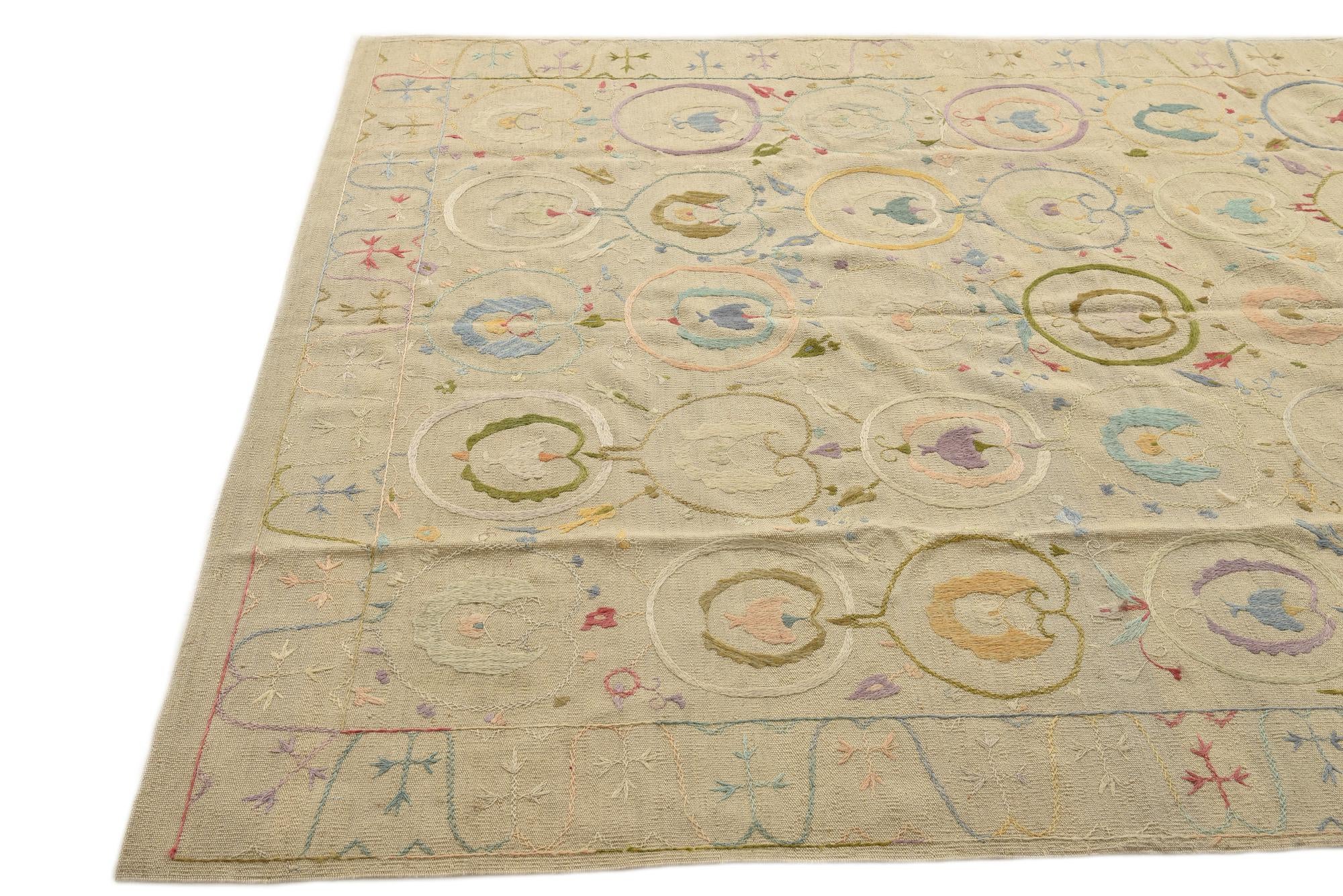 6' x 7' 8 Hand Woven Kilim Suzani Wool Rug