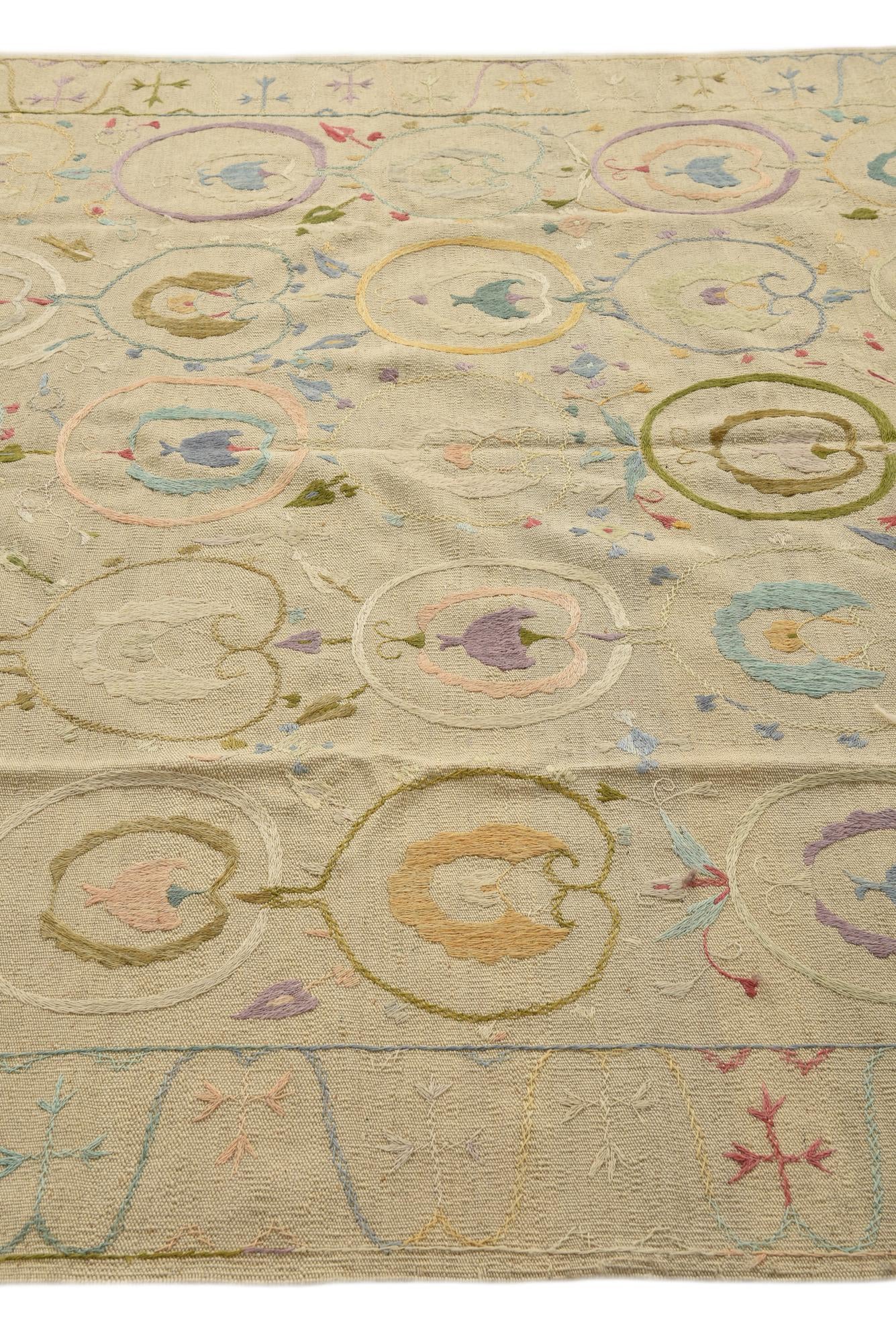 6' x 7' 8 Hand Woven Kilim Suzani Wool Rug