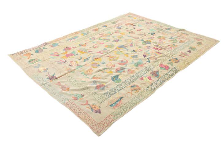6' 5 x 9' 1 Hand Woven Kilim Suzani Wool Rug