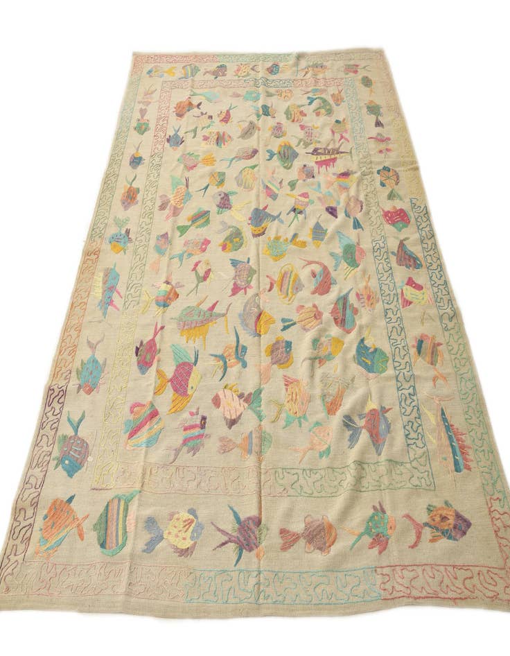 Detail image of 6' 5 x 9' 1 Hand Woven Kilim Suzani Wool Rug