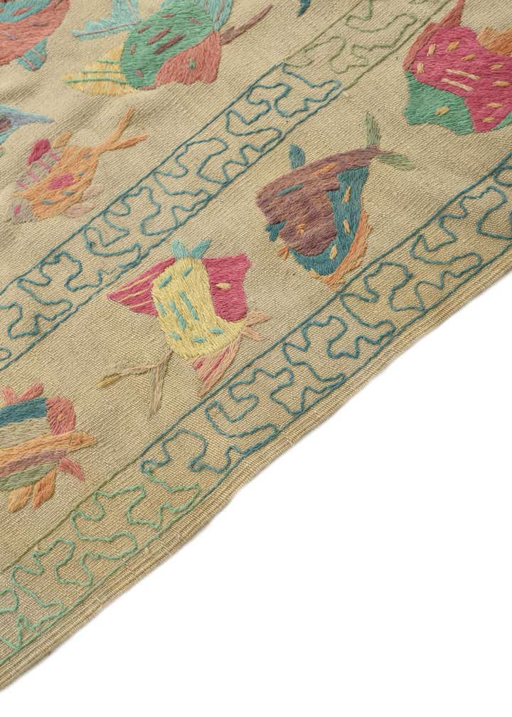 6' 5 x 9' 1 Hand Woven Kilim Suzani Wool Rug