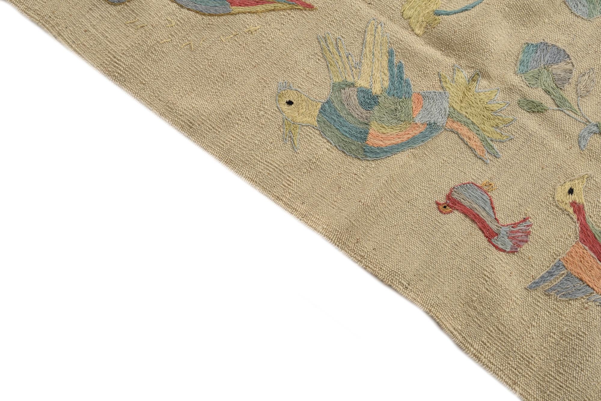5' x 6' 1 Hand Woven Kilim Suzani Wool Rug