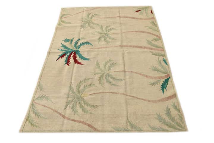 4' 1 x 5' 8 Hand Woven Kilim Suzani Wool Rug