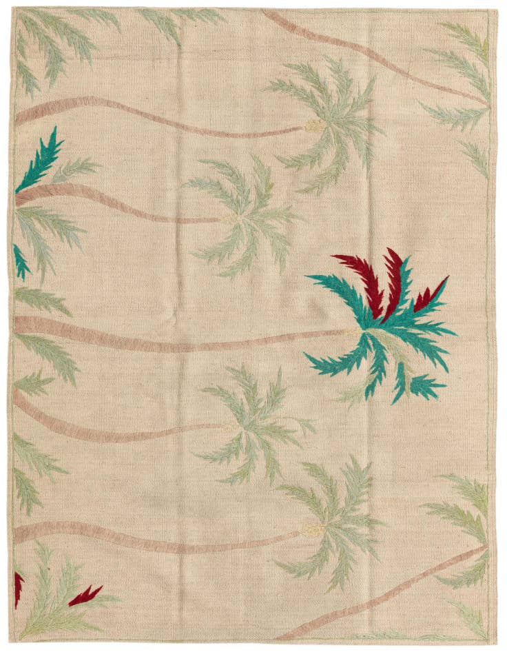 Detail image of 4' 1 x 5' 8 Hand Woven Kilim Suzani Wool Rug