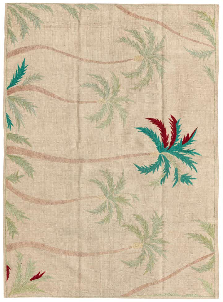 4' 1 x 5' 8 Hand Woven Kilim Suzani Wool Rug