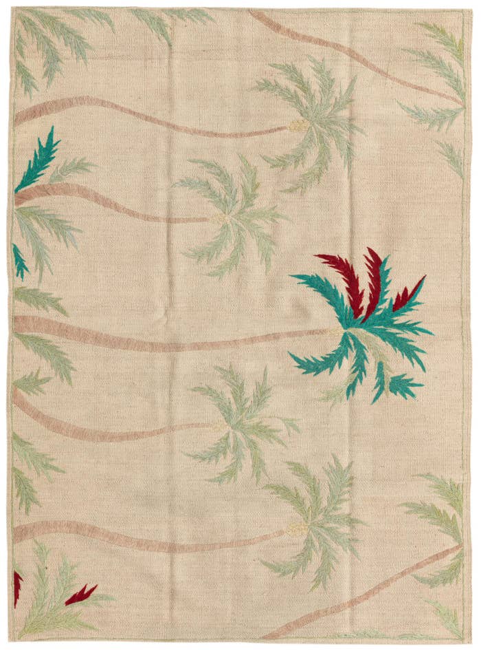 Detail image of 4' 1 x 5' 8 Hand Woven Kilim Suzani Wool Rug