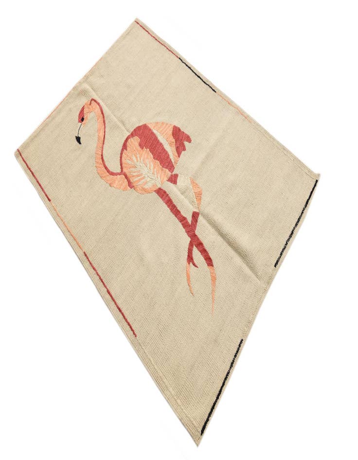 Detail image of 3' 2 x 4' 7  Hand Woven Kilim Suzani Wool Rug