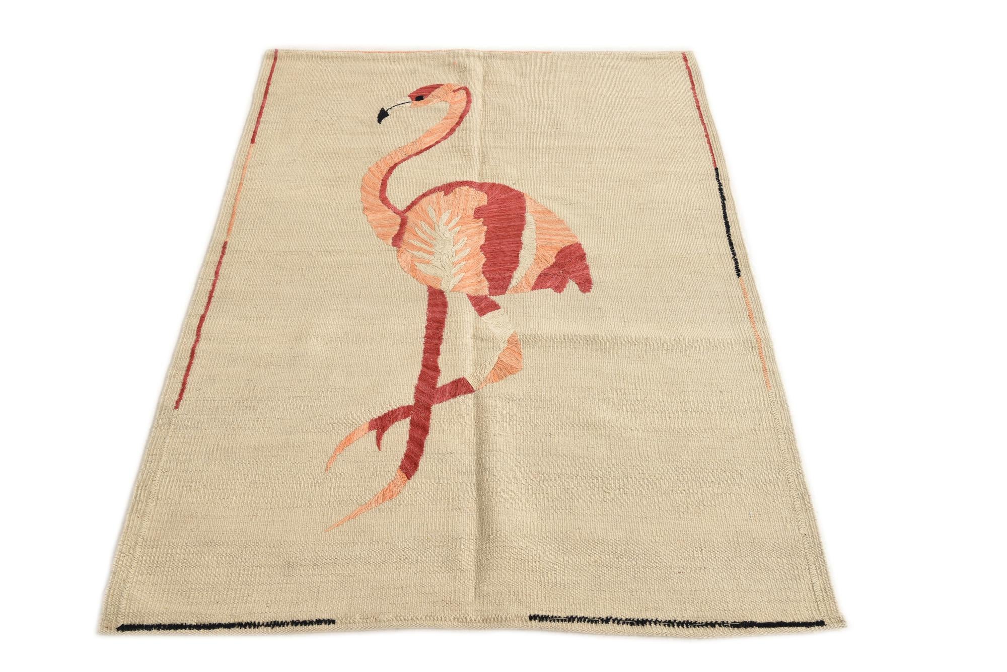 3' 2 x 4' 7 Hand Woven Kilim Suzani Wool Rug