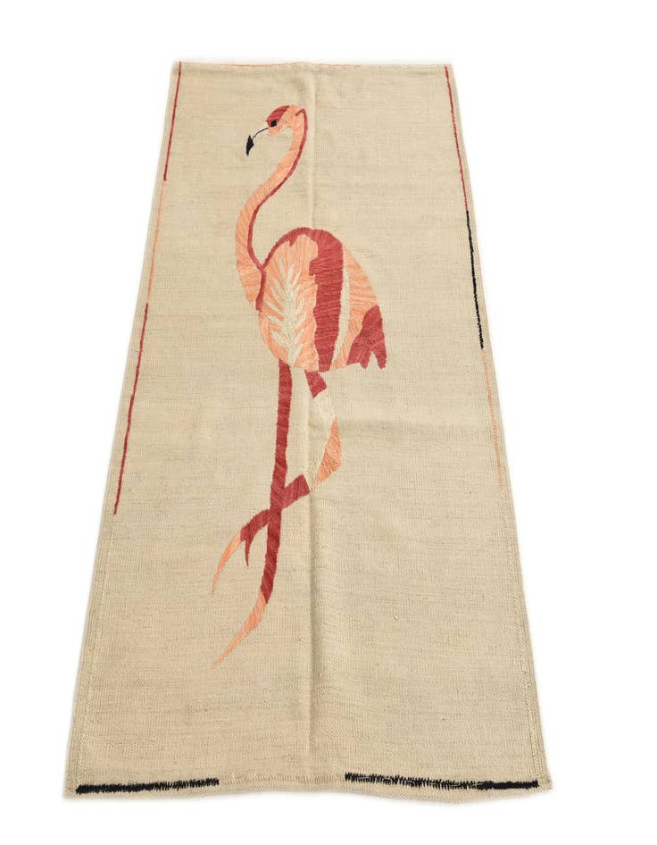 Detail image of 3' 2 x 4' 7  Hand Woven Kilim Suzani Wool Rug