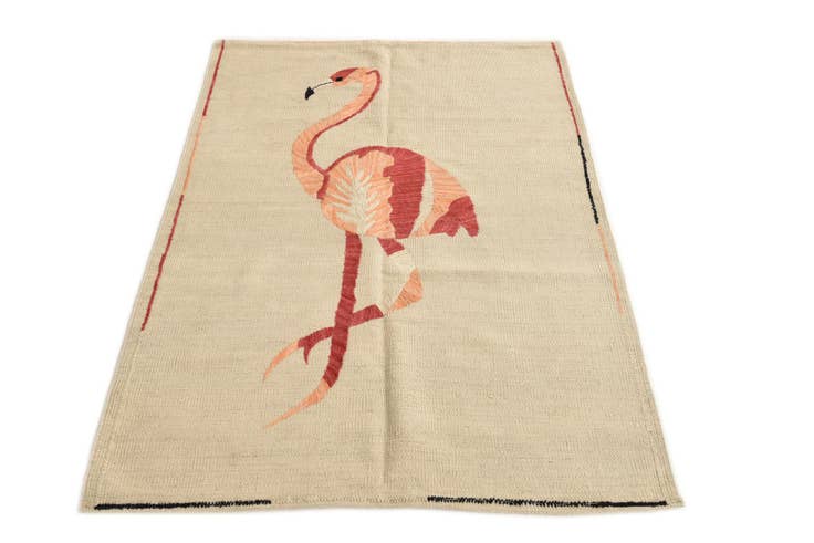 Detail image of 3' 2 x 4' 7 Hand Woven Kilim Suzani Wool Rug
