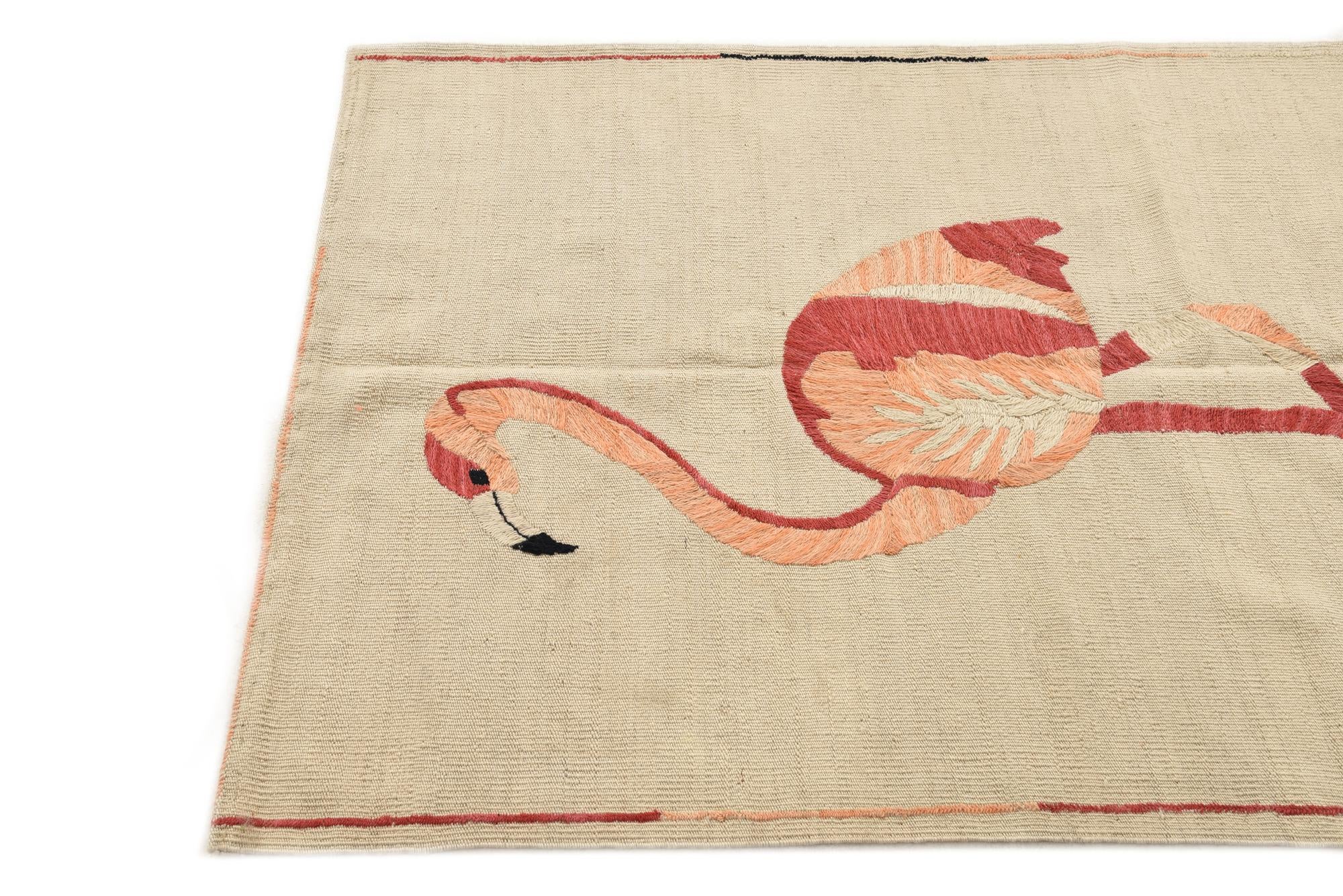 3' 2 x 4' 7 Hand Woven Kilim Suzani Wool Rug