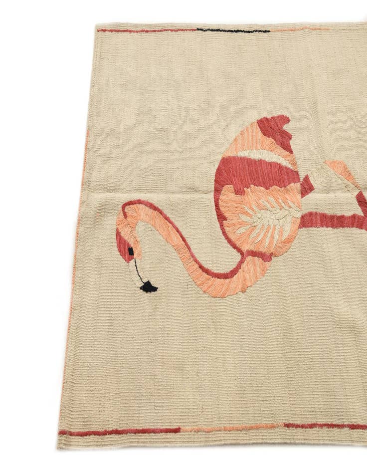 Detail image of 3' 2 x 4' 7 Hand Woven Kilim Suzani Wool Rug
