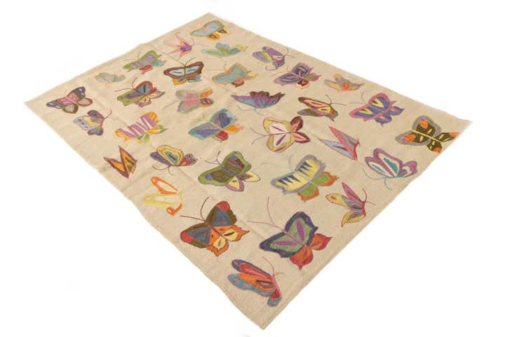 125cm x 180cm Handgeweven Kilim Suzani Wol Vloerkleed