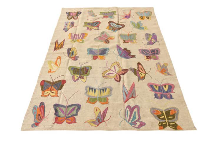125cm x 180cm Handgeweven Kilim Suzani Wol Vloerkleed