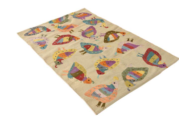 3' x 4' 7 Hand Woven Kilim Suzani Wool Rug