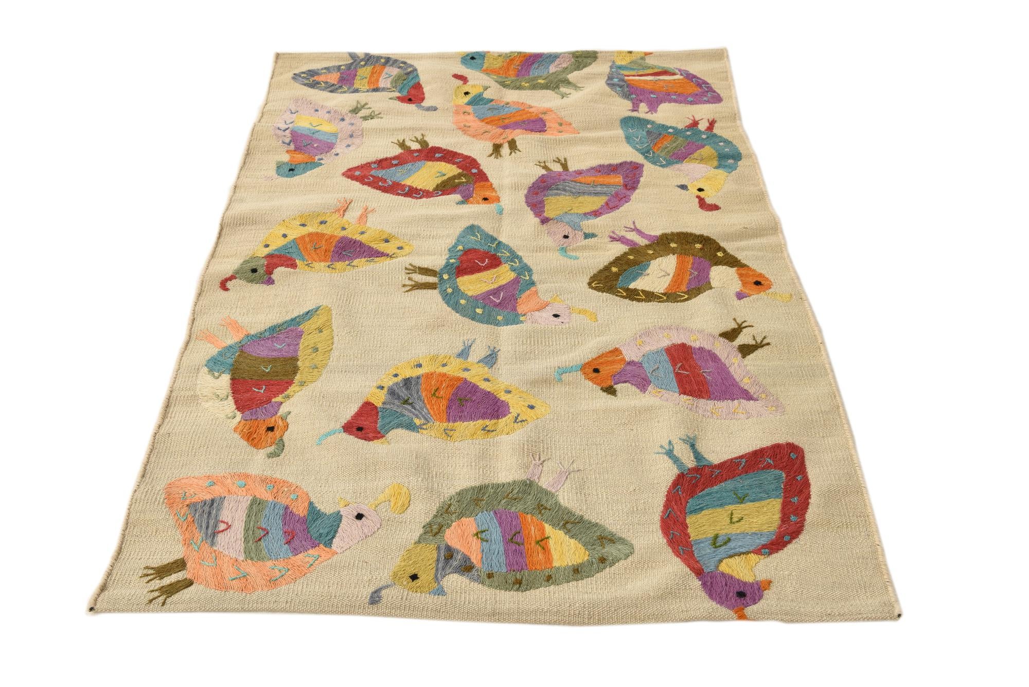 3' x 4' 7 Hand Woven Kilim Suzani Wool Rug