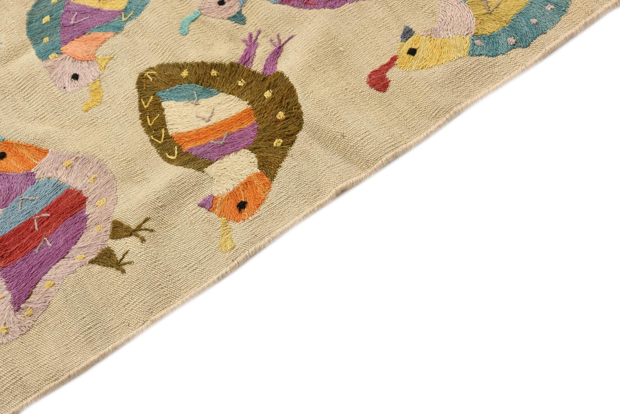 3' x 4' 7 Hand Woven Kilim Suzani Wool Rug