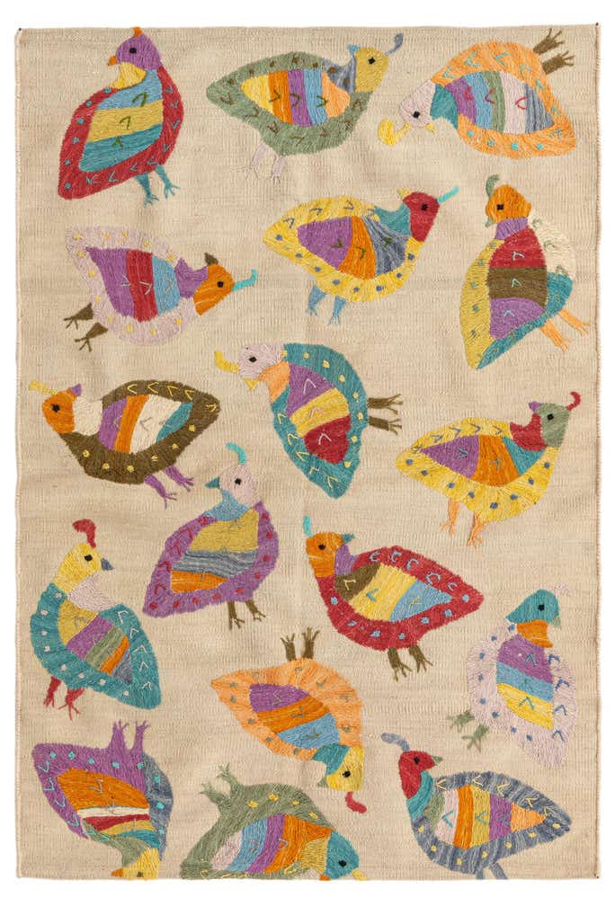3' x 4' 7 Hand Woven Kilim Suzani Wool Rug