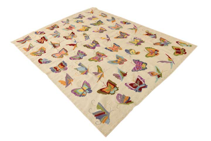 5' 8 x 7' 3 Hand Woven Kilim Suzani Wool Rug