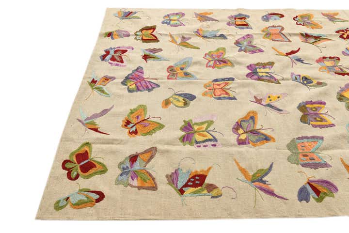 5' 8 x 7' 3 Hand Woven Kilim Suzani Wool Rug