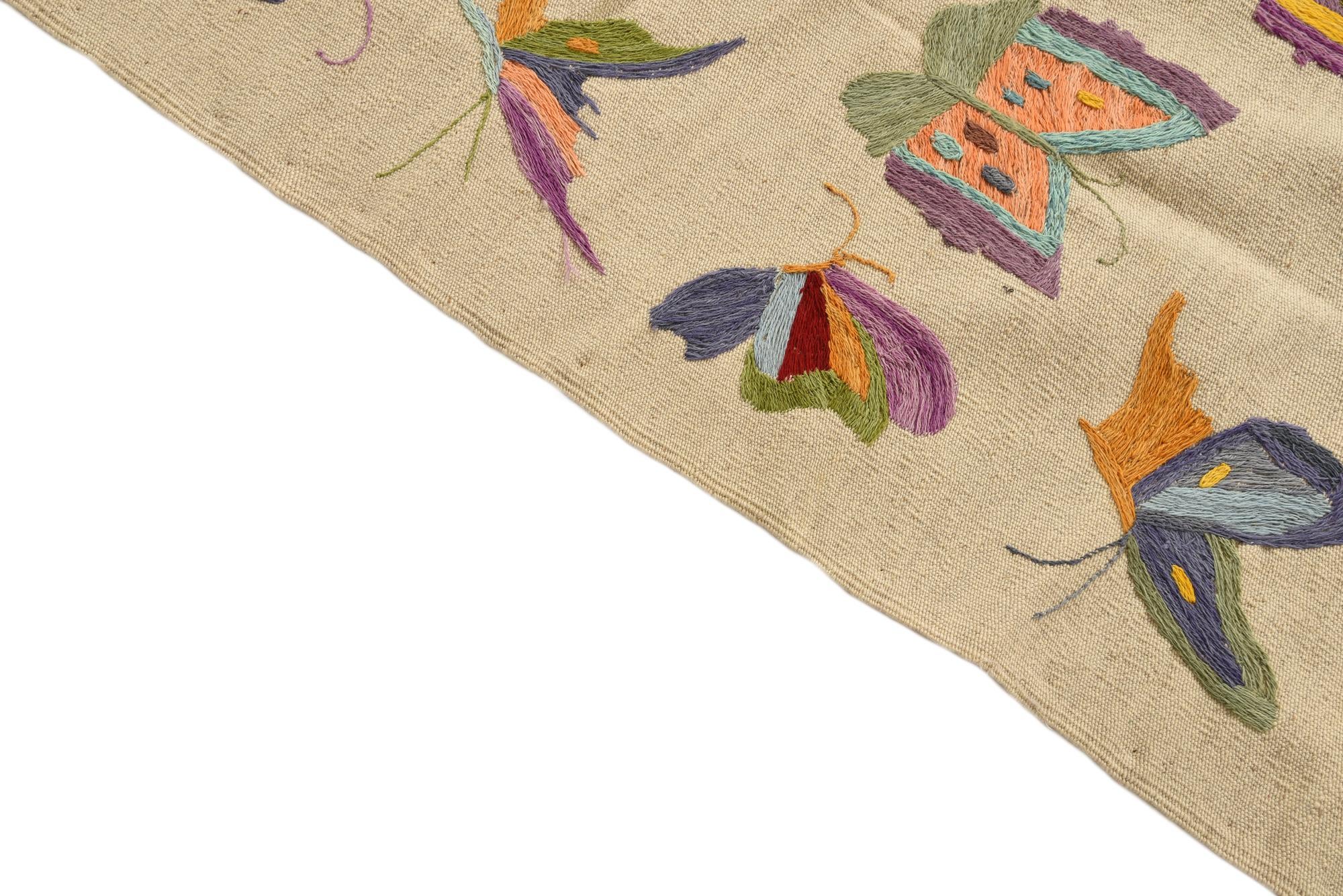 5' 8 x 7' 3 Hand Woven Kilim Suzani Wool Rug