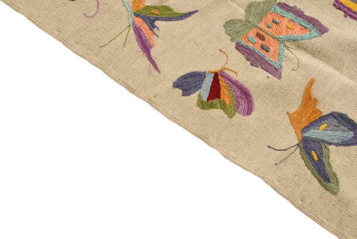 5' 8 x 7' 3 Hand Woven Kilim Suzani Wool Rug