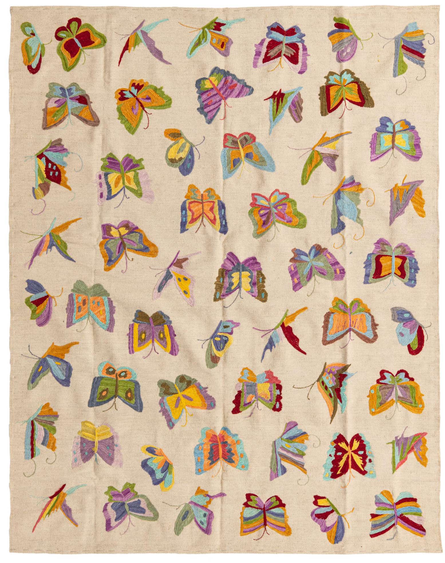 5' 8 x 7' 3 Hand Woven Kilim Suzani Wool Rug