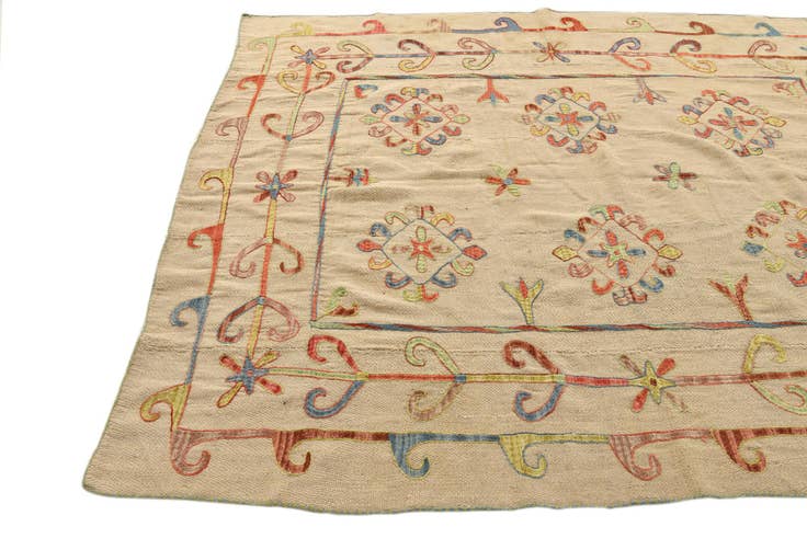 Detail image of 5' 10 x 7' 3 Hand Woven Kilim Suzani Wool Rug