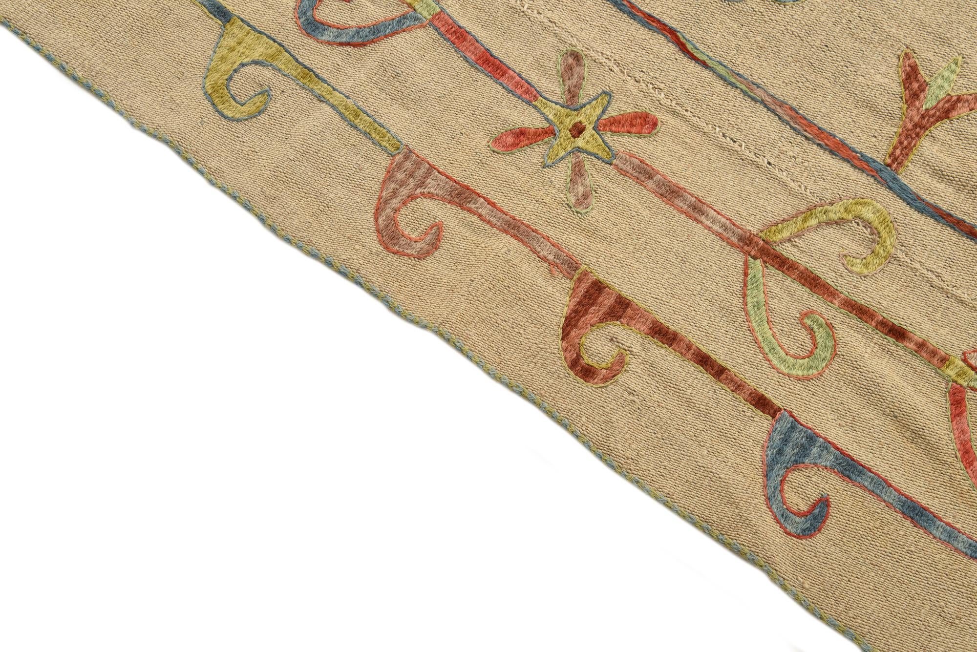 5' 10 x 7' 3 Hand Woven Kilim Suzani Wool Rug