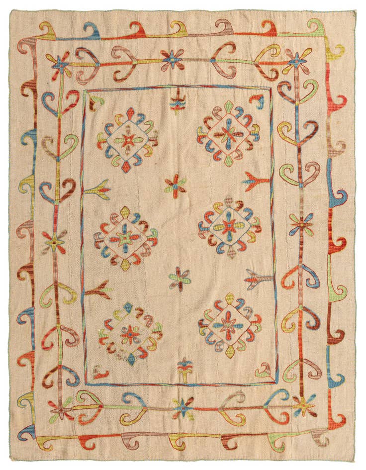 Detail image of 5' 10 x 7' 3 Hand Woven Kilim Suzani Wool Rug