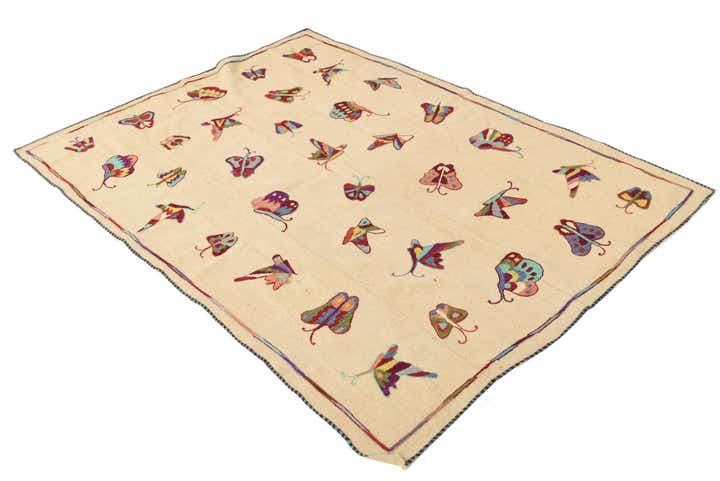 4' 10 x 6' 10 Hand Woven Kilim Suzani Wool Rug