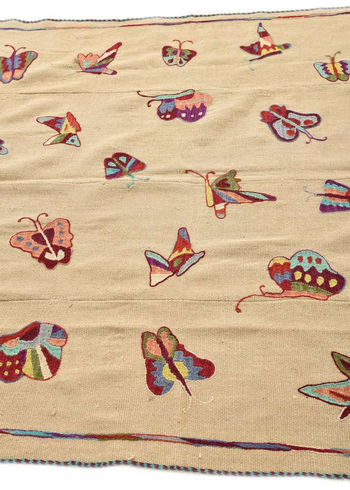 4' 10 x 6' 10 Hand Woven Kilim Suzani Wool Rug