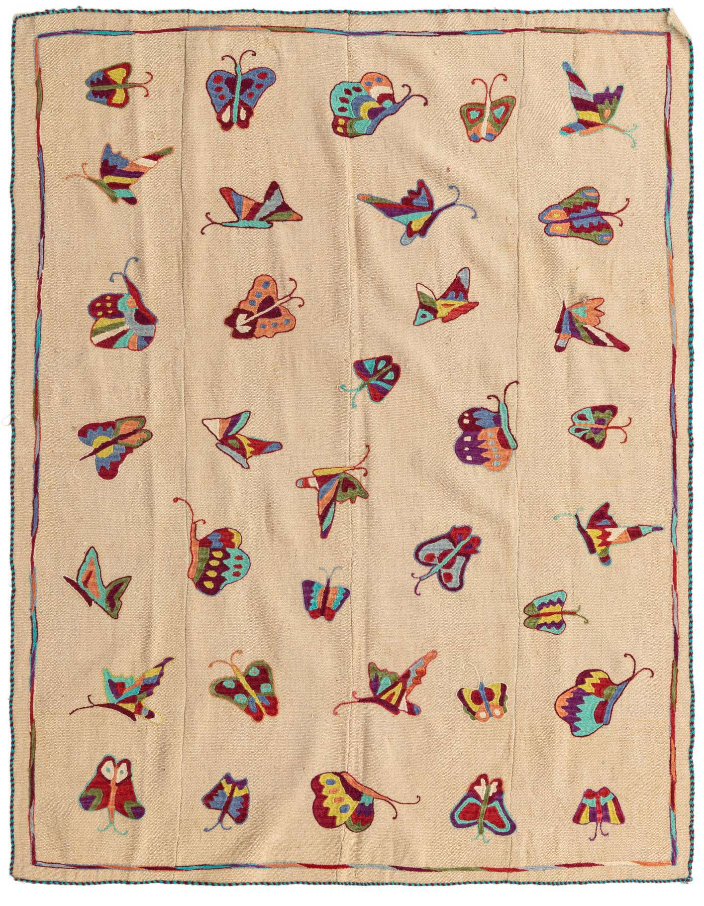 4' 10 x 6' 10 Hand Woven Kilim Suzani Wool Rug