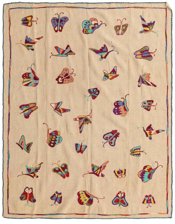 Detail image of 4' 10 x 6' 10 Hand Woven Kilim Suzani Wool Rug