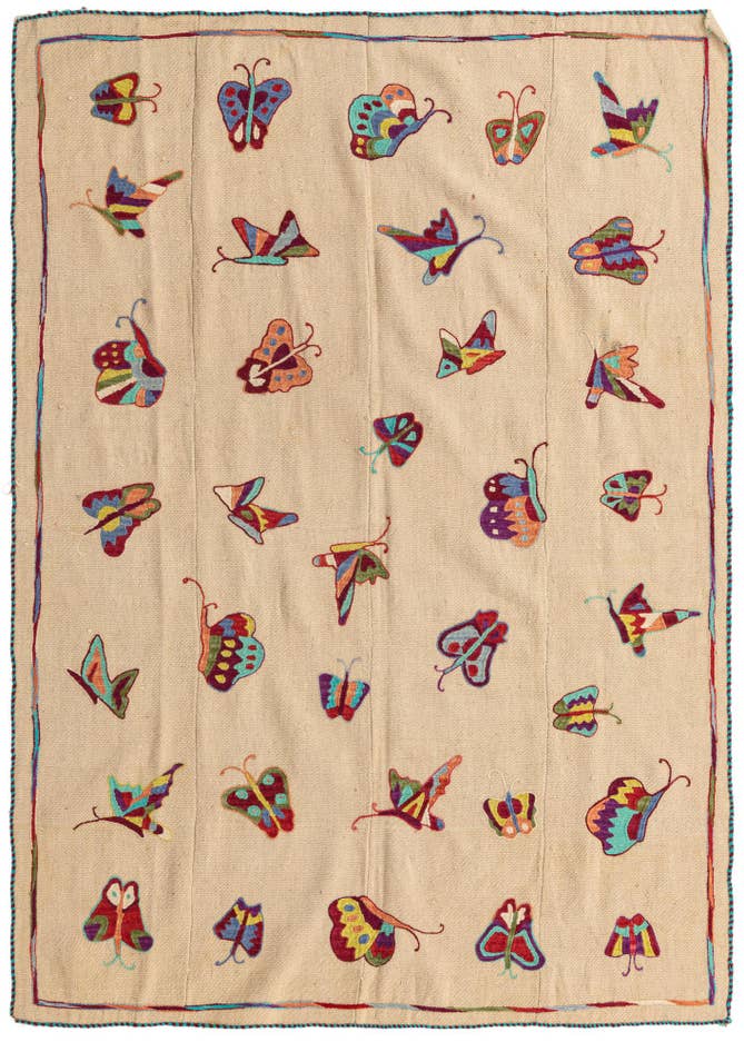 Detail image of 4' 10 x 6' 10 Hand Woven Kilim Suzani Wool Rug