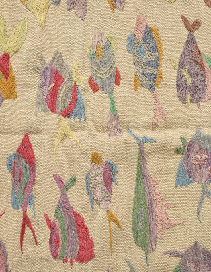 Detail image of 5' 2 x 7'  Hand Woven Kilim Suzani Wool Rug