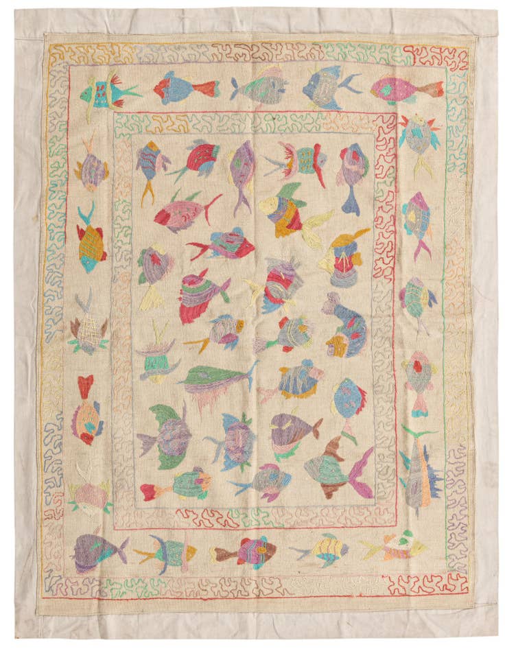 Detail image of 5' 2 x 7' Hand Woven Kilim Suzani Wool Rug