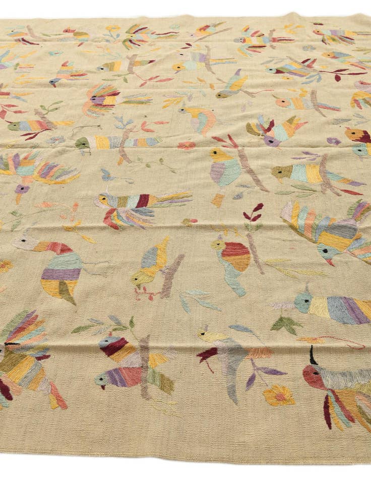 Detail image of 8' 1 x 9' 1  Hand Woven Kilim Suzani Wool Rug