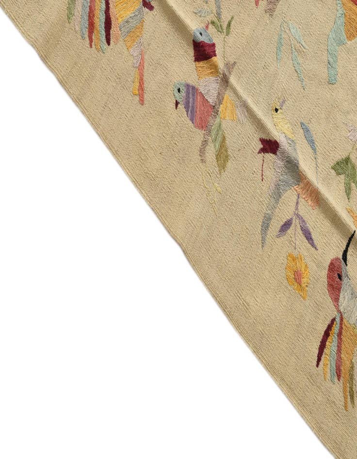 Detail image of 8' 1 x 9' 1  Hand Woven Kilim Suzani Wool Rug