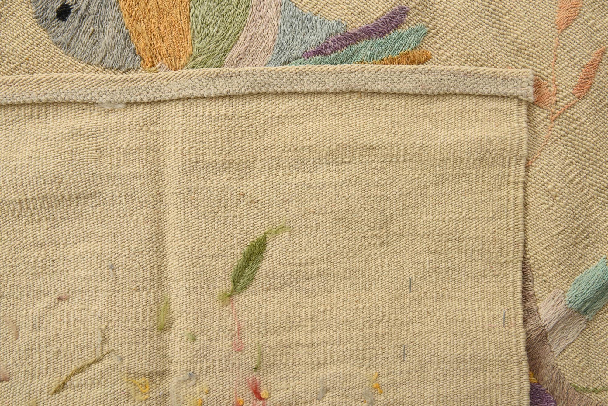 8' 1 x 9' 1 Hand Woven Kilim Suzani Wool Rug