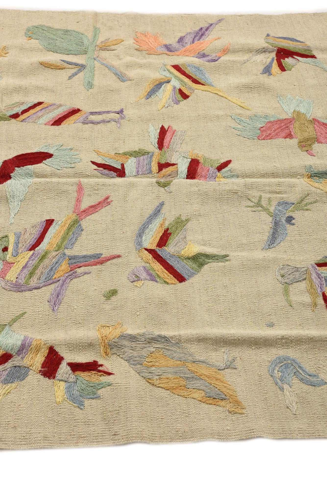 4' 2 x 5' 8 Hand Woven Kilim Suzani Wool Rug