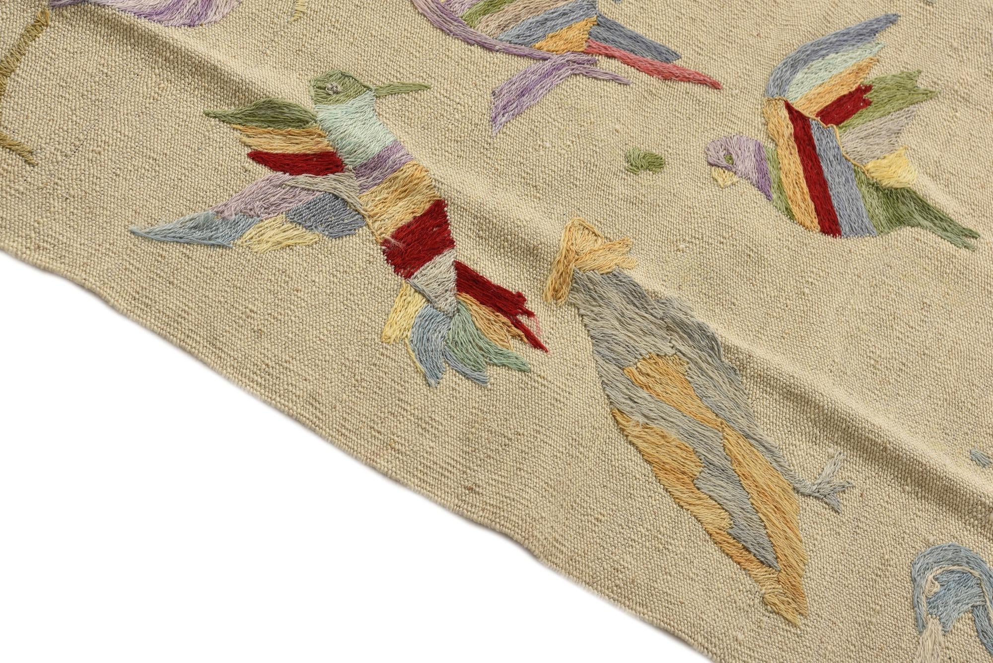 4' 2 x 5' 8 Hand Woven Kilim Suzani Wool Rug