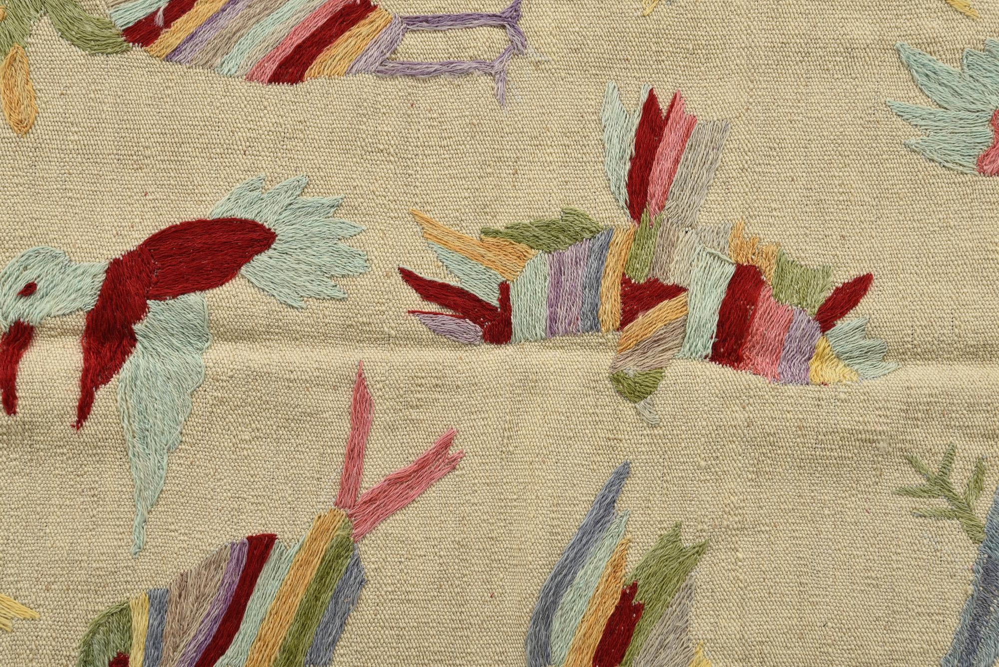 4' 2 x 5' 8 Hand Woven Kilim Suzani Wool Rug