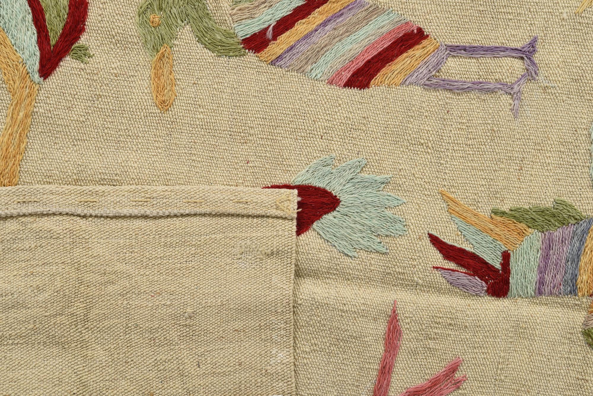 4' 2 x 5' 8 Hand Woven Kilim Suzani Wool Rug
